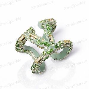 Elegant Green Gemstone Ring Adjustable Mint Green Ring Fashion Jewelry